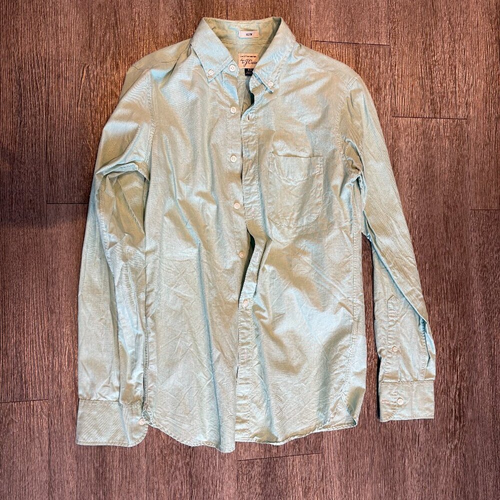 J. Crew Non-Iron Slim Fit Button Down Green Casual Shirt - Size XS